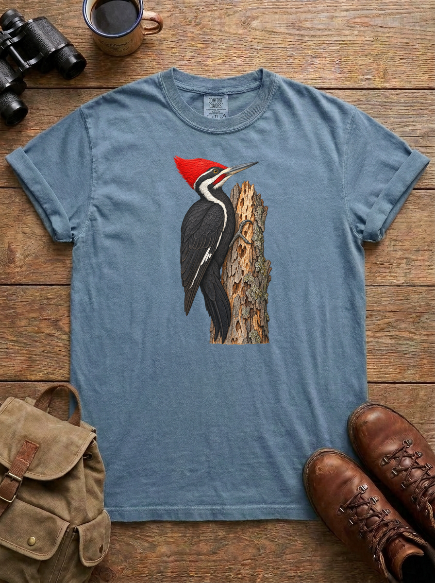 Pileated Woodpecker Tee, Blue Jean