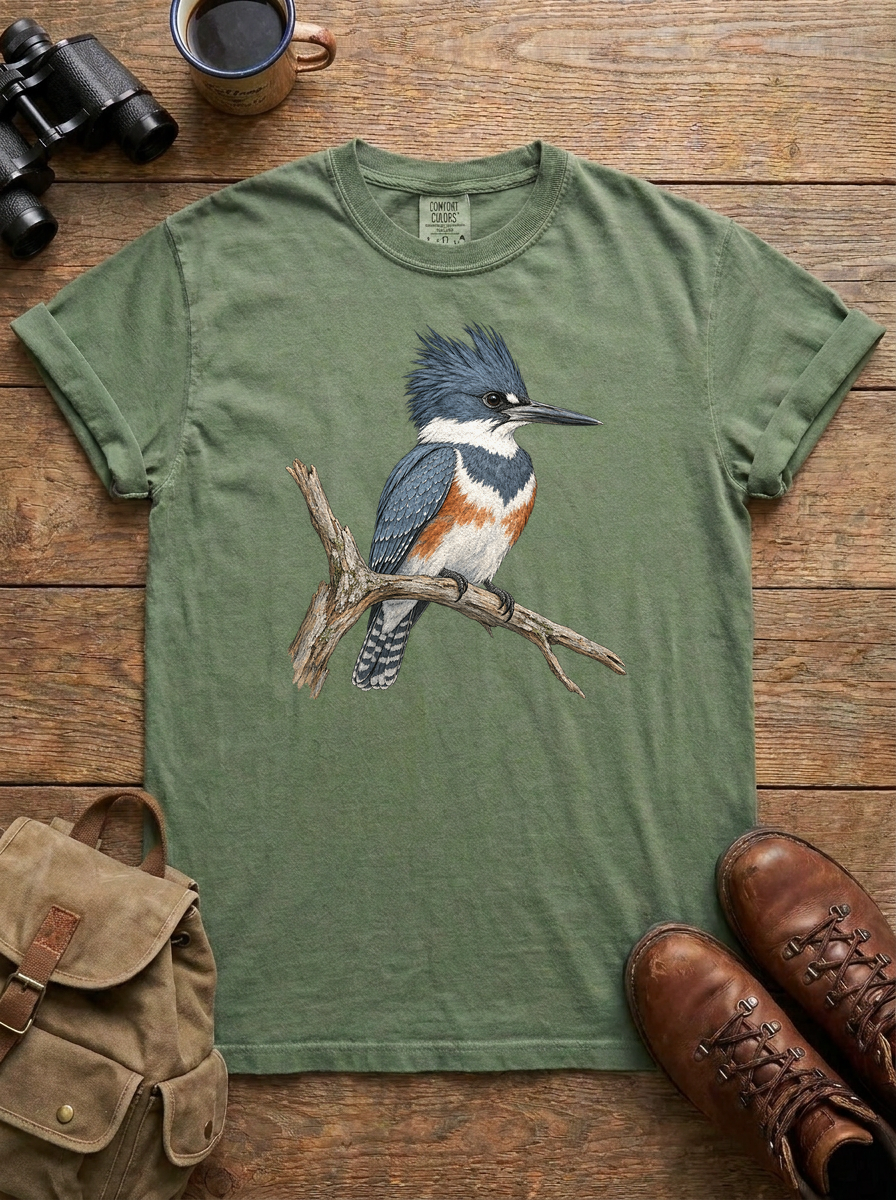 Belted Kingfisher Tee, Moss