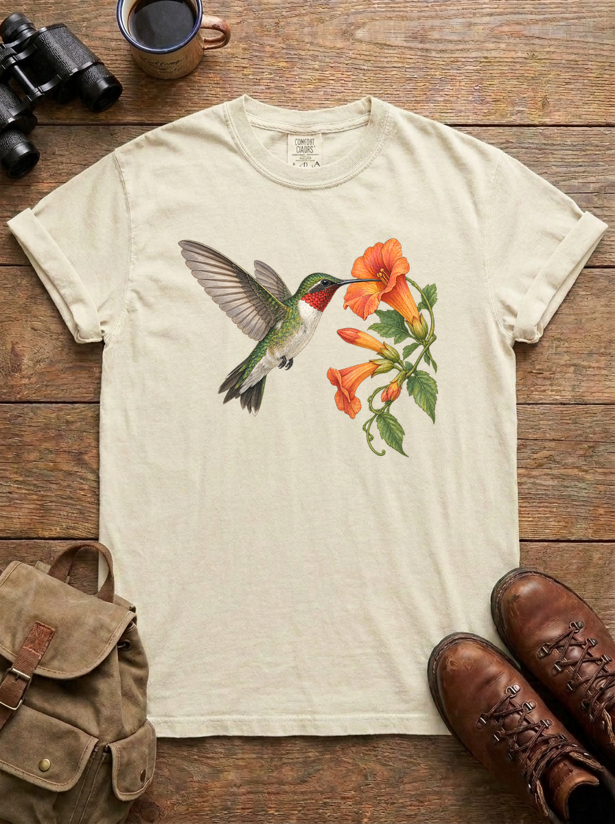 Ruby-Throated Hummingbird Tee, Ivory