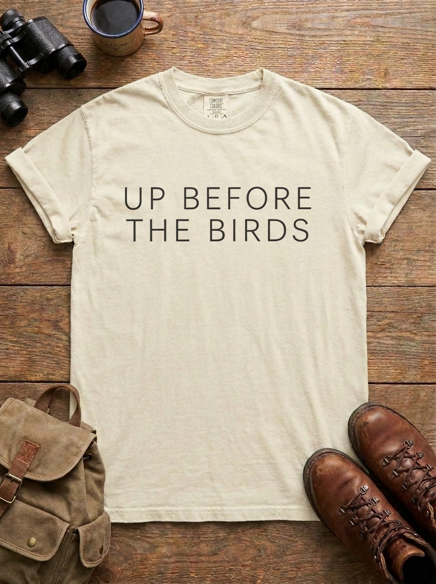 Up Before the Birds Tee, Ivory