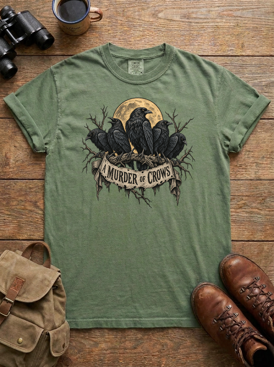 A Murder of Crows Tee, Moss
