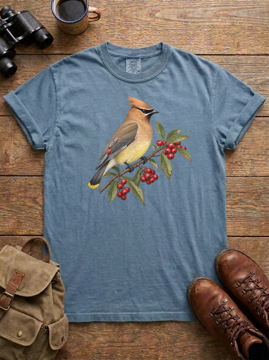 Cedar Waxwing Tee, Blue Jean