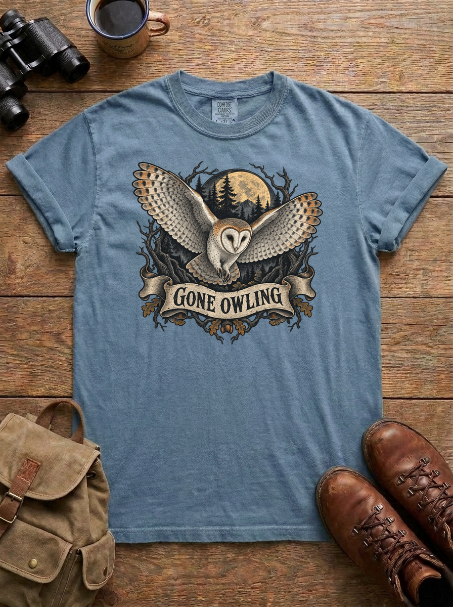 Gone Owling Tee, Blue Jean