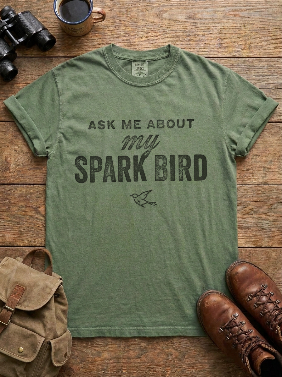 Ask Me About My Spark Bird Tee, Moss