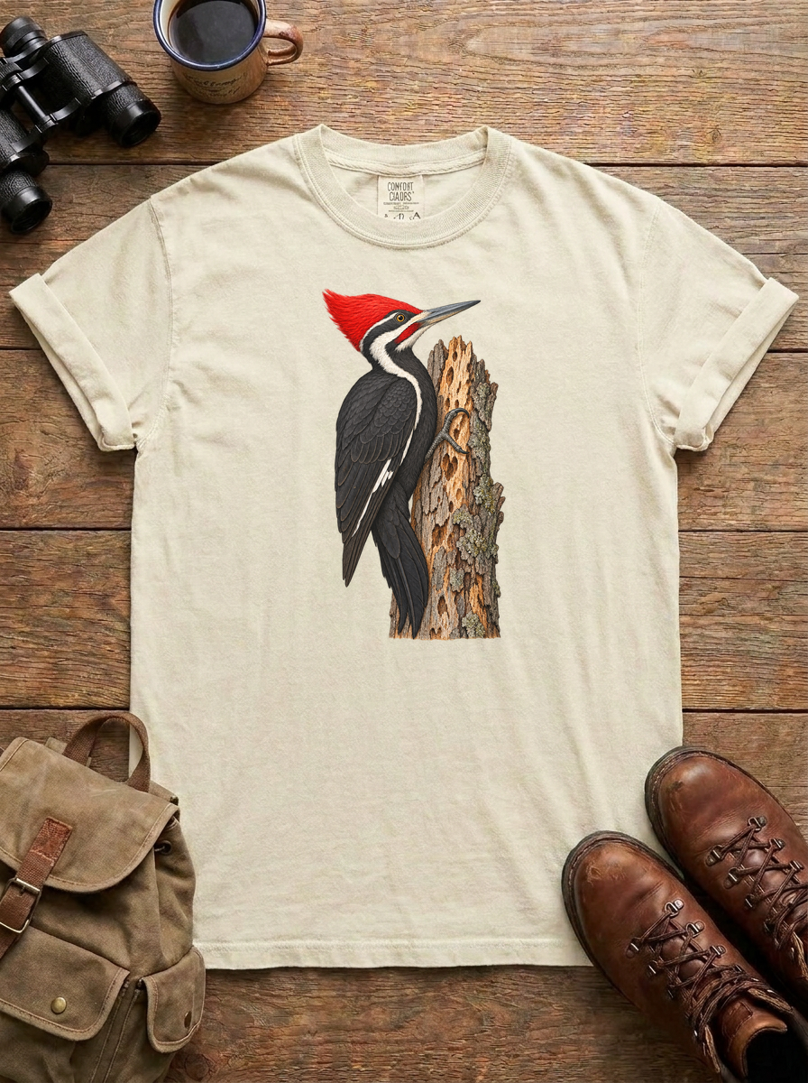 Pileated Woodpecker Tee, Ivory