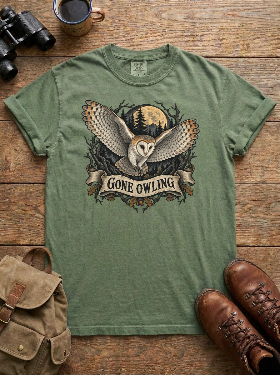 Gone Owling Tee, Moss