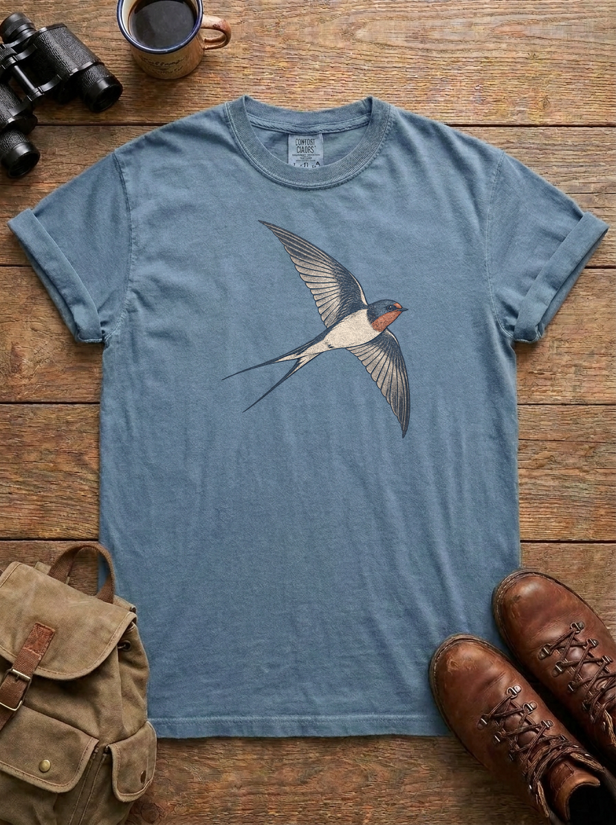 Swallow in Flight Tee, Blue Jean