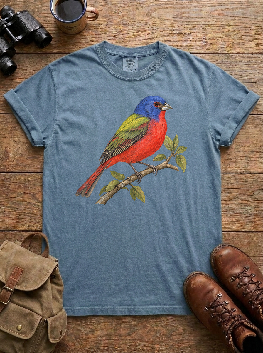 Painted Bunting Tee, Blue Jean