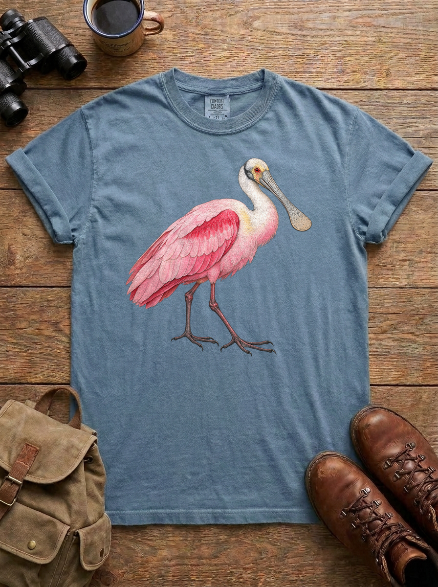 Roseate Spoonbill Tee, Blue Jean