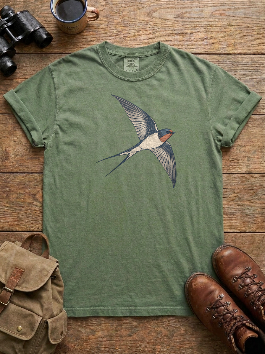 Swallow in Flight Tee, Moss