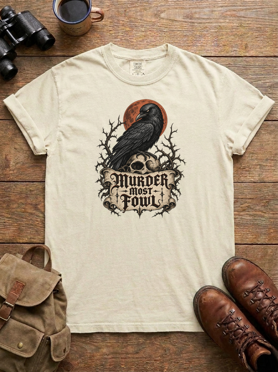 Murder Most Fowl Tee, Ivory