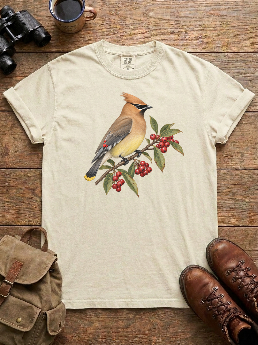 Cedar Waxwing Tee, Ivory