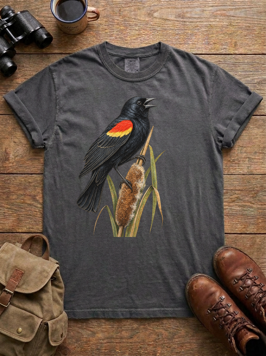 Red-Winged Blackbird Tee, Pepper