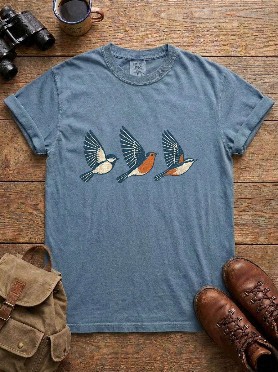 Songbirds in Flight Tee, Blue Jean