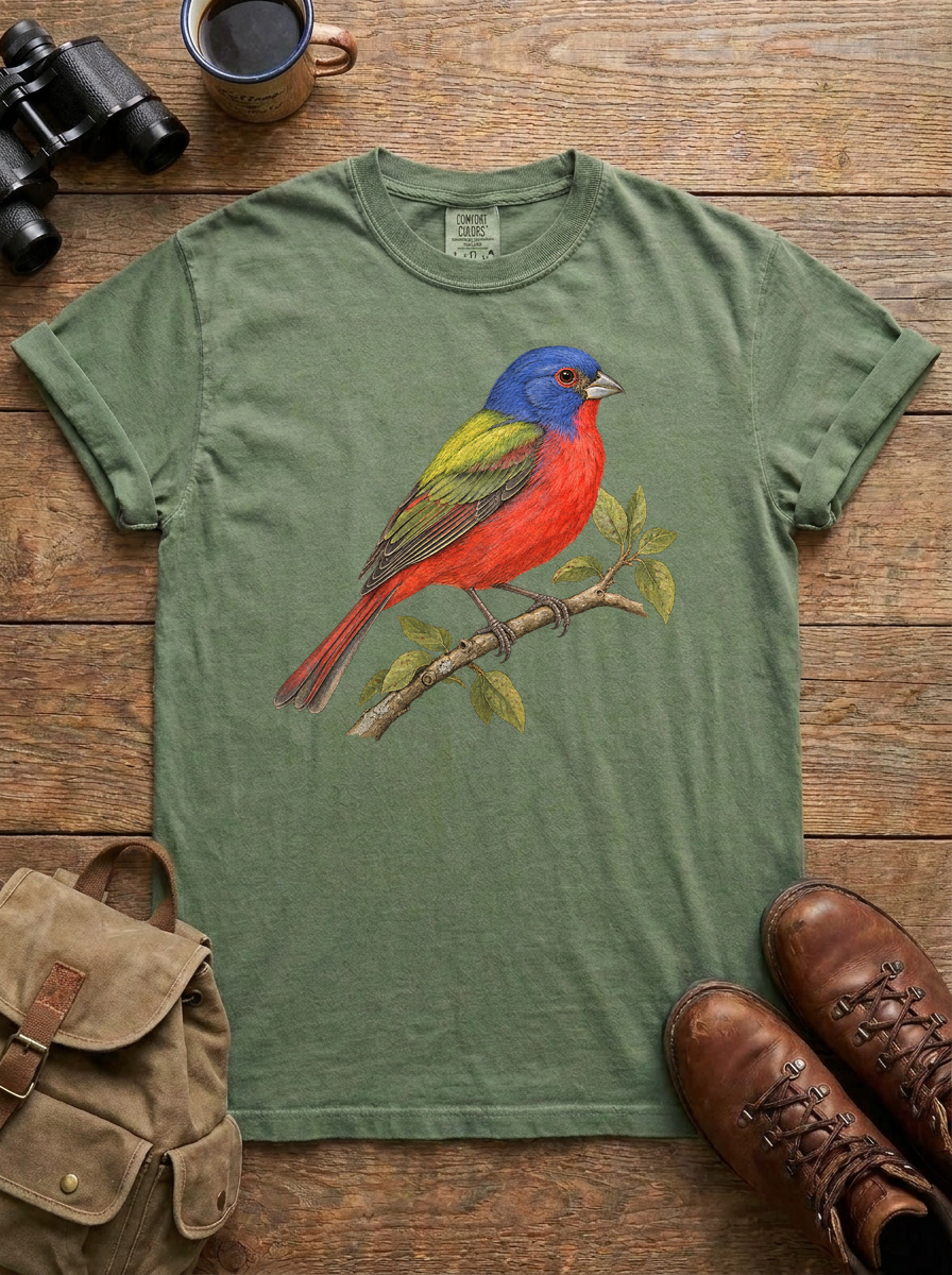 Painted Bunting Tee, Moss