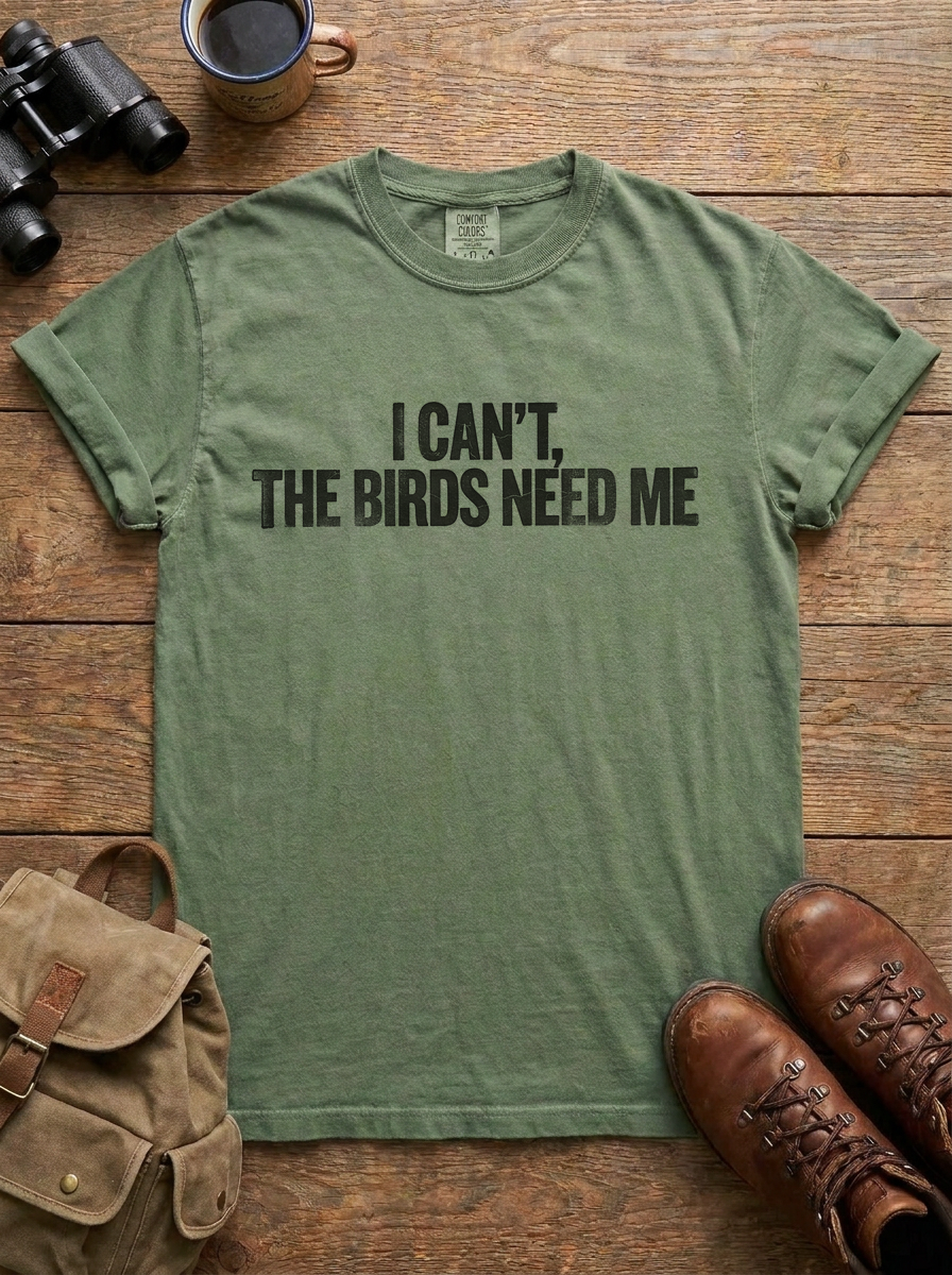 I Can't, the Birds Need Me Tee, Moss