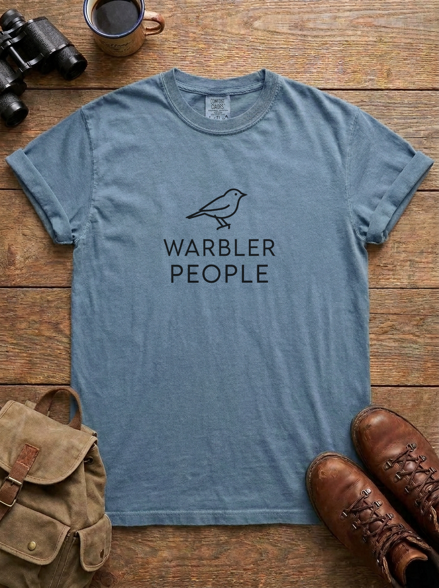 Warbler People Tee, Blue Jean