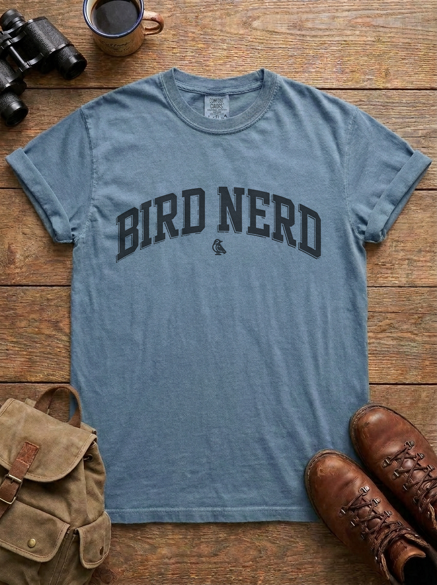 Bird Nerd Tee, Blue Jean