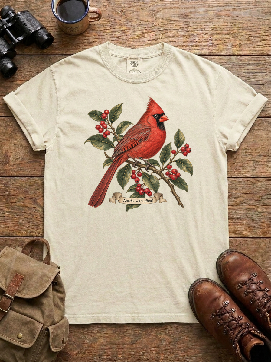 Northern Cardinal Tee, Ivory