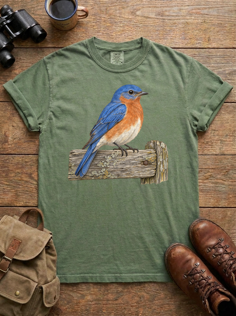 Eastern Bluebird Tee, Moss