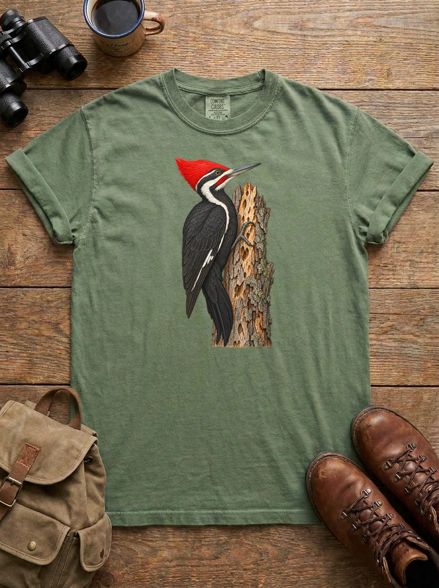 Pileated Woodpecker Tee, Moss