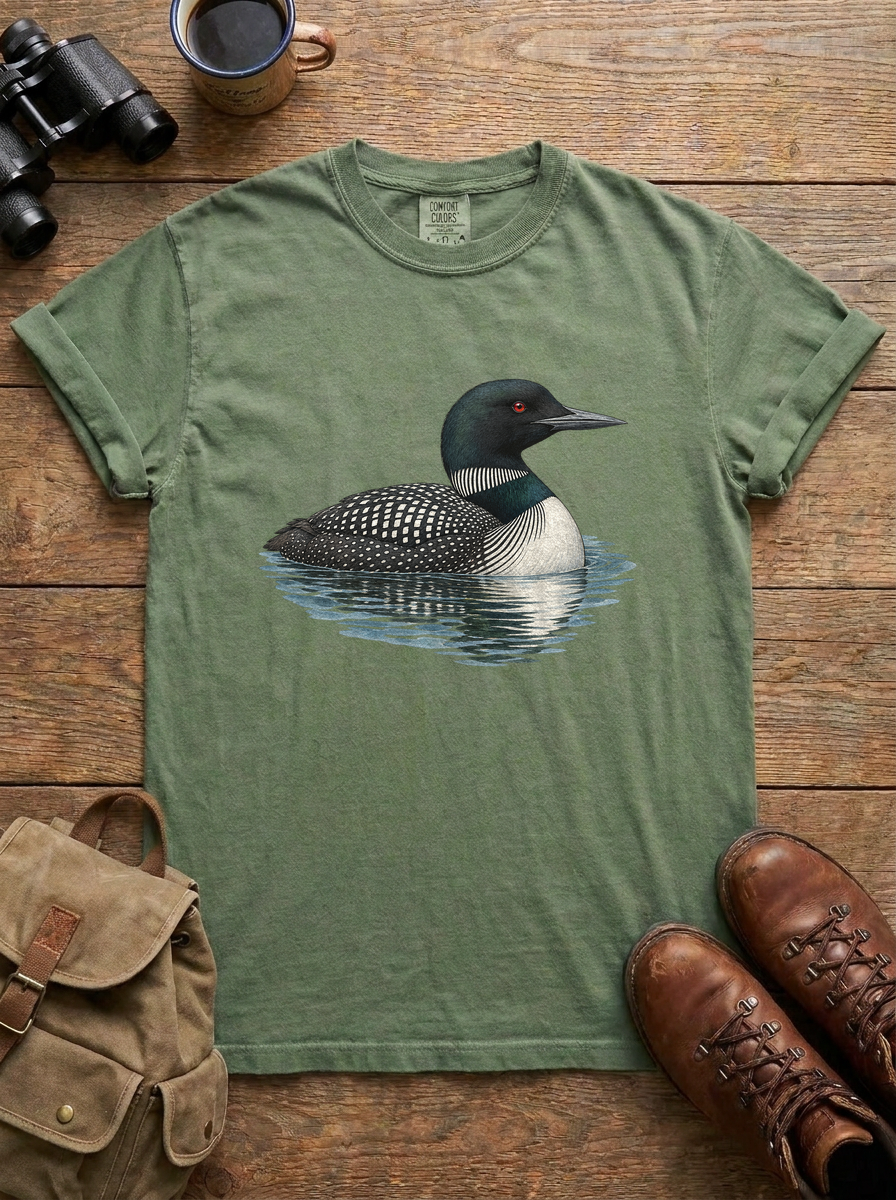 Common Loon Tee, Moss