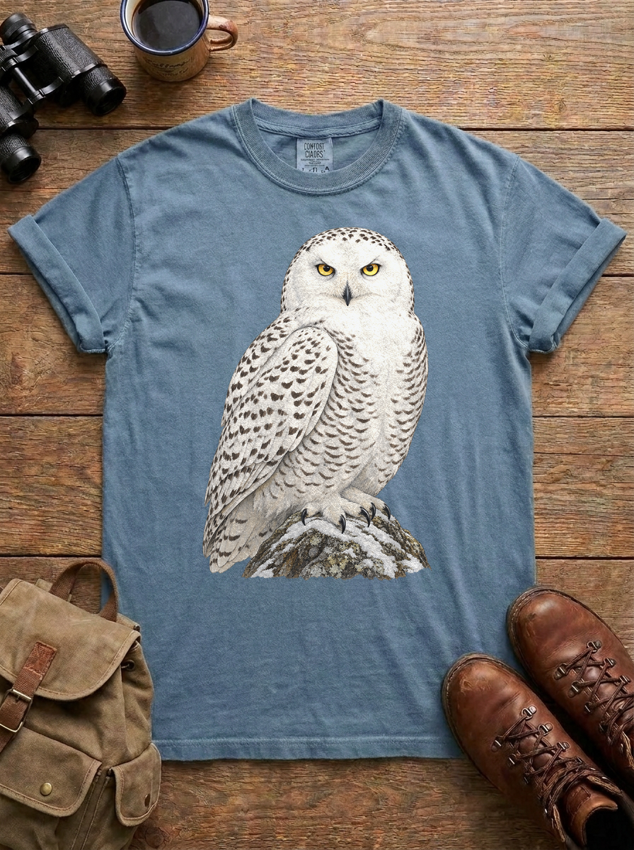 Snowy Owl Tee, Blue Jean