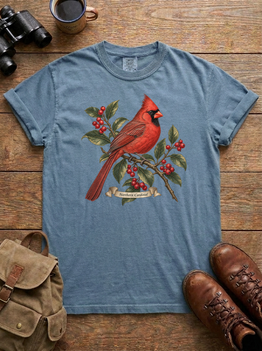 Northern Cardinal Tee, Blue Jean
