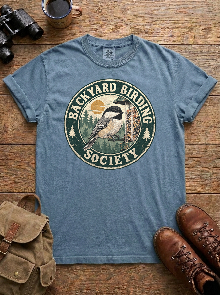 Backyard Birding Society Tee, Blue Jean