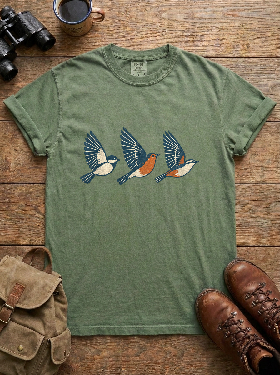 Songbirds in Flight Tee, Moss
